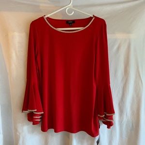 Stunning red blouse with sequin trim size M